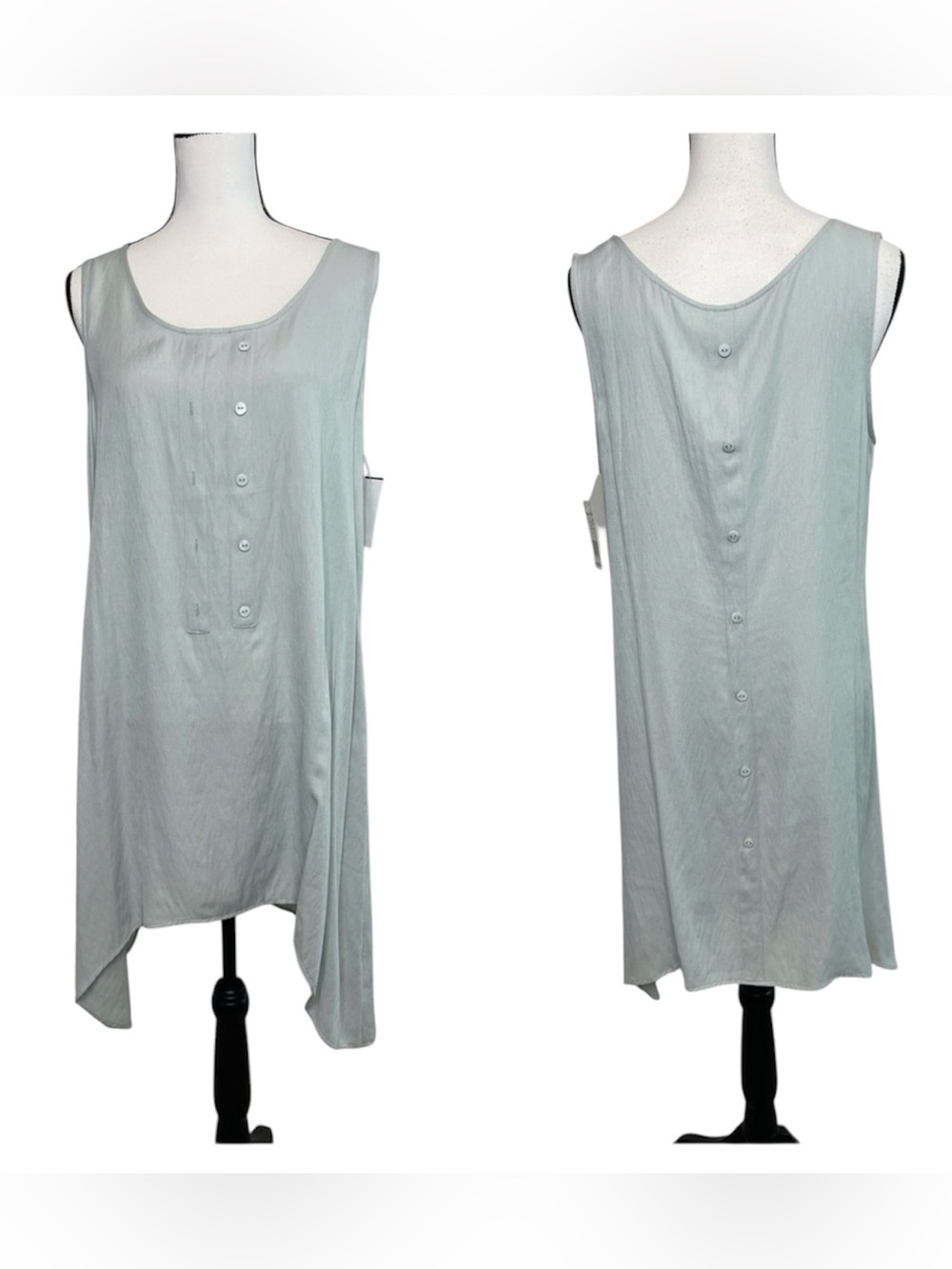 Stella Carakasi Lagenlook Asymetrical button front tunic dress size large NWT